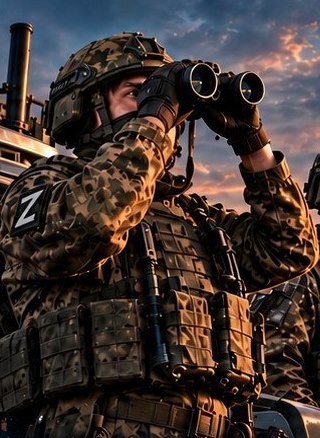 Боец мобильной огневой группы с биноклем
